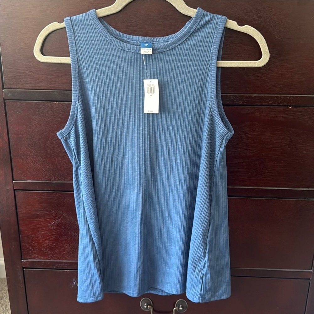 Blue Ribbed Tank Top